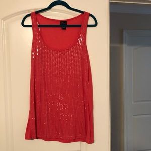 Torrid Salmon color tank-top with clear sequins size 2